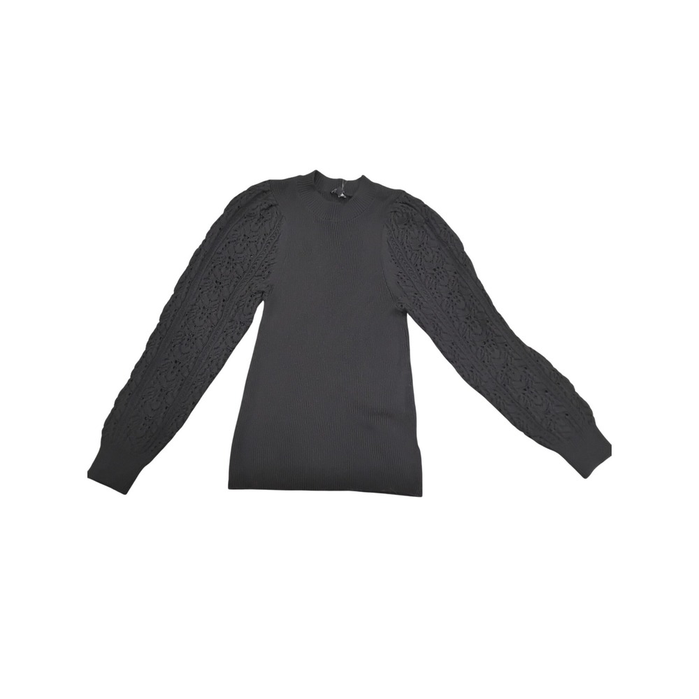 Splendid Cashblend Navy Sweater Crochet‎ Puff Long Sleeves Small